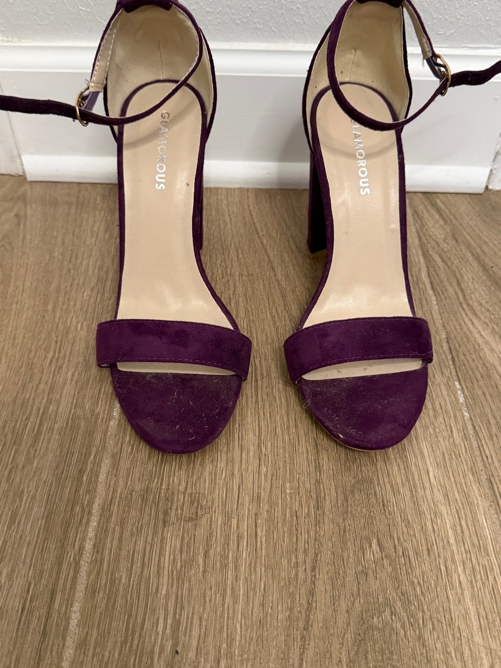 Glamorous Deep Plum Ankle-Strap Block Heels